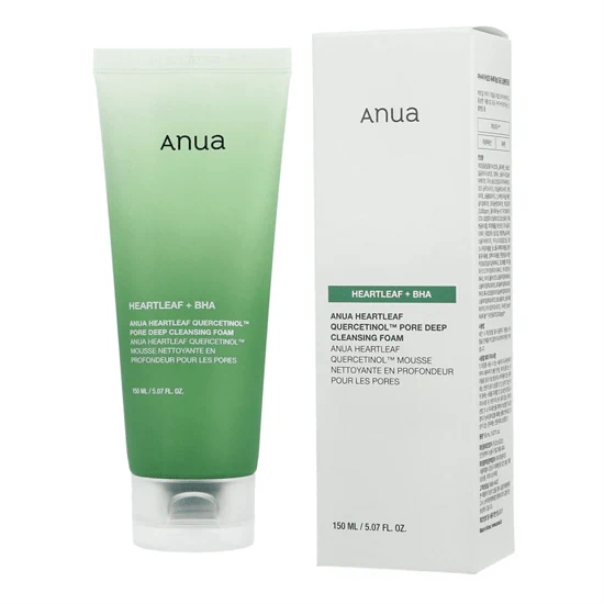 קצף ניקוי עמוק לפנים - Anua Heartleaf + BHA Quercetinol™ Pore Deep Cleansing Foam
